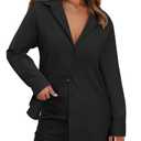 siliteelon Button Down Shirts Women Striped Long Sleeve Oversized Blouses (Black, XL)