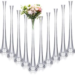 Inbagi 10 Pcs Eiffel Tower Vase for Wedding Centerpieces 20 Inch Clear Tall Skinny Vases Glass Flower Stand Floral Container for Living Room Home Crafts Wedding Reception Birthday Baby Shower Decors