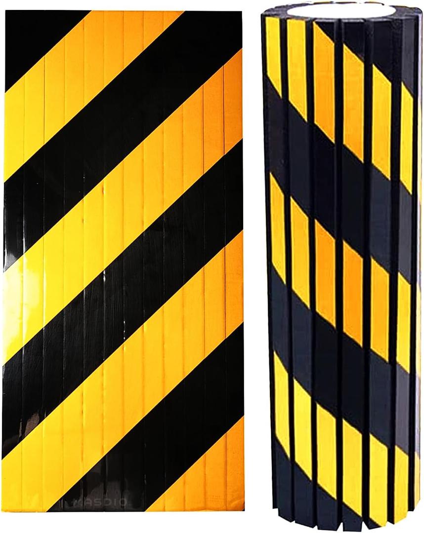 Garage Smith GWP06 Garage Wall Protector Foam Wall Column Corner Guard for Parking Garages - Reflective Wall Edge Protector - Wall Corner Edge and Bumpers Guards (2-Pack(Black Yellow)) (2-Pack(Black Yellow))