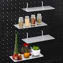 4 Pack Pegboard Shelves Wall Organizer Peg Board Shelf Brackets Pegboard Steel Tray Pegboard Accessories Organizing Tools for Craft Room Home Garage Nursery Workbench Kitchen (White, 7 x 3 Inch)