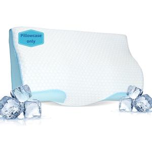 Derila Cooling Pillowcase Optimal Temperature Control for Your Derila Memory Foam Pillow for Perfect Sleep. Quality Material White Pillow Cover (Standard (19.7" x 11.8" x 3.9"), Cooling Pillowcase | White)