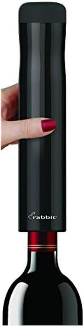 Rabbit Automatic Electric Corkscrew Opener, Cordless Rechargeable, One-Touch Operation, Sleek Shiny Black Finish, Easy to Use for Lovers (2 x 9.6 IN)