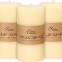 3x6 Inch Ivory Pillar Candles Set of 3-Decorative Unscented Pillar Candle, Long Burning Dripless Candles for Table Decor, Smokeless Large Pillar Candle for Wedding Table, Dinner