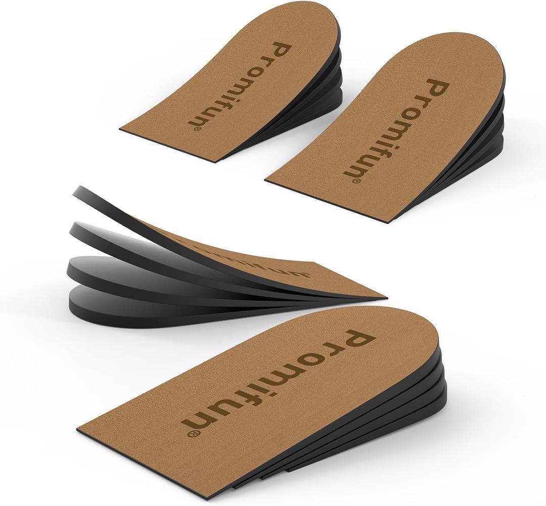 Adjustable Heel Lifts for Heel Pain Relief - Promifun 2-Pair Shoe Inserts for Achilles Tendonitis, Plantar Fasciitis, Heel Spur, Height Increase Inserts, Brown, Women's 9-11.5, Men's 7-9.5 (M) (M(Pack of 4))