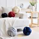 Sioloc Soft Knot Ball Pillows,Round Throw Pillow Cushion Home Decoration Plush Pillow,Throw Knotted Pillow Handmade Round Plush Pillow13.7inches,Ivory