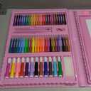 DLUCKY 208 PCS Art Supplies, Drawing Art Kit for Kids Adults Art Set with Double Sided Trifold Easel, Oil Pastels, Crayons, Colored Pencils, Watercolor Pens Gift for Girls Boys Artist,Pink