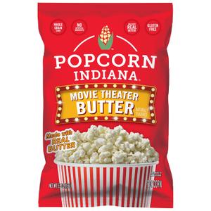 Popcorn Indiana Movie Theater Butter Popcorn (3 oz Bags 6 Pack) Pre-Popped Popcorn Made with Real Butter, Gluten Free, No Artificial Flavors, Perfect for Movie Nights or After School Snacks (EXP 08/15/26)