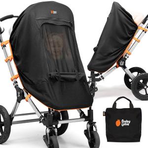 Stroller Sun Shade Cover - UPF 50+ Stroller Cover, Baby Sun Protection, Breathable Blackout Mesh Baby Sun Shade, Stroller Shade with Zip-up Window, 6+ Months (+Travel Bag)
