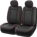 GIANT PANDA Fits Honda CRV HRV Civic Accord Pilot Element Passport Ridgeline, Front Seat Cover Leather Bucket Car Seat Protectors (Black+Red Piping) 2-Pack