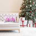 Purple Christmas Tree 12x20 Pillow Cover, Xmas Tree Decor, Preppy Purple Striped Christmas Tree Decorative Lumbar Pillow Covers for Farmhouse Home Bedroom Living Room Sofa Couch