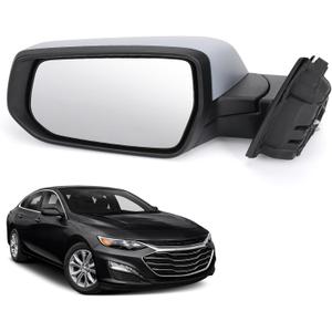 Left Driver Side Door Mirror Assembly Replace for 2016-2022 Chevy Malibu, with Power Glass Adjustment, Heated Mirror Glass, Turn Signal Light, Manual Folding and Paint to Match (Left, 7 Pins)