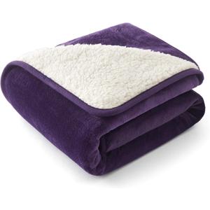 Bedsure Waterproof Dog Blankets for Small Dogs - Small Cat Blanket Washable for Couch Protection, Sherpa Fleece Puppy Blanket, Soft Plush Reversible Throw Furniture Protector, 25"X35", Eggplant