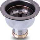 3-1/2 Deep Cup Kitchen Sink Drain Assembly, 304 Stainless Steel Construction with Fixed Post Basket and Long Extended Shank/CAS Approved and Oil Rubbed Bronze Finish
