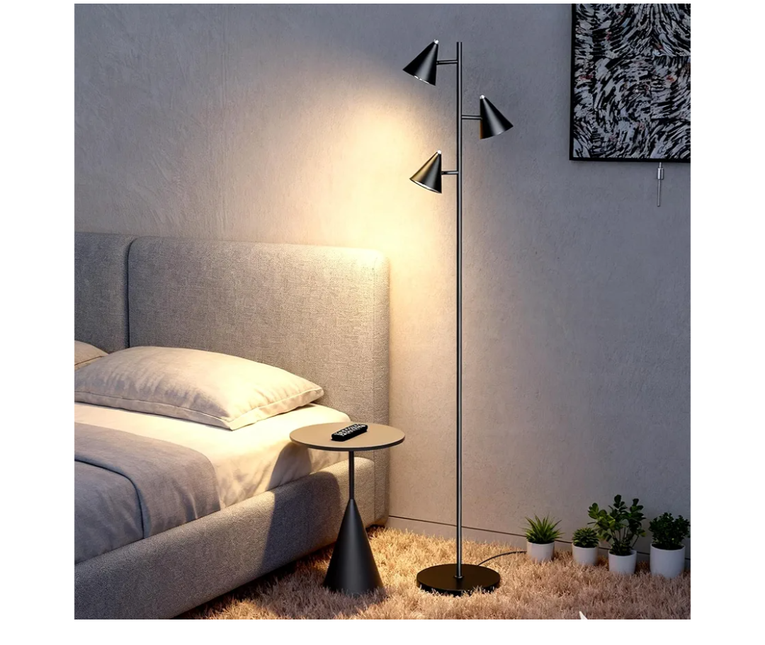 KimYan Tree Floor Lamp with Remote, Dimmable 3 Rotatable LED Lights, 5 Color Temperatures, 63" Modern Standing Lamp for Living Room, Bedroom, Office Reading Light