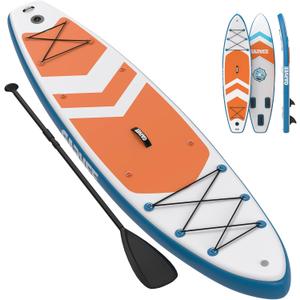 Inflatable Paddle Board for Adults, 10 ft 6 in/11 in Inflatable Stand Up Paddle Board with Premium Accessories, Non-Slip EVA Deck, Ultra-Light Carry Bag, Pump, SUP Board for Adult (Rose Red, 10.6 ft) (Orange)