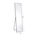 16 in. W x 59 in. H Aluminum Alloy Frame Black Full Body Floor Mirror with Floor Stand and Wall Mounted Hooks