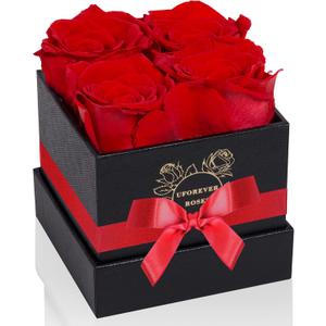 4-Piece Preserved Roses in a Box, Preserved Flowers, Roses Gift for Her, Red