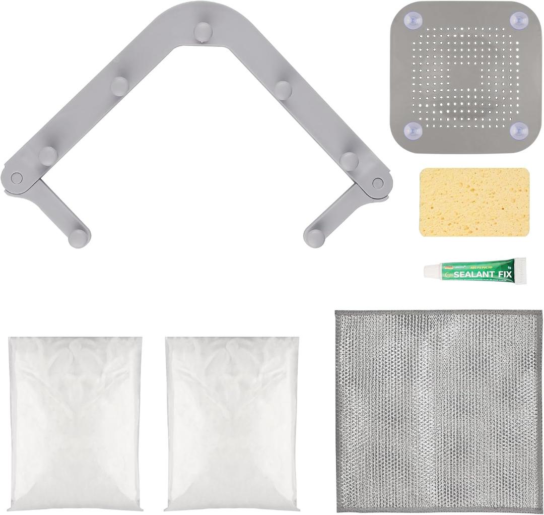 Kitchen Sink Triangle Tri-Holder Corner Sink Filter Net, Sink Drain Strainer with a Triangular Gray Rack and 100pcs Disposable Mesh Sink Strainer Bags for Collecting Kitchen Waste Leftover