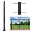 Muzata Black Cable Railing Post 42 Inch 42"x2"x2" Level Drilled Surface Mount T304 Stainless Steel Cable Railing System Kit Indoor Outdoor with Paper User Guide PS01 BH4L, Level post