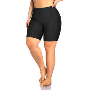Aqua Eve Plus Size Swim Shorts Women Tummy Control Swimsuit Bottoms High Waisted Bikini Bottom (20 Plus, Black)