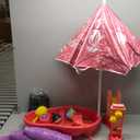 BELLOCHIDDO Water and Sand Table with Water Pumb & Umbrella - Summer Toys 3-Tier Kids Water Play Table, Outdoor Beach Toys with Cute Accessories (Pink)