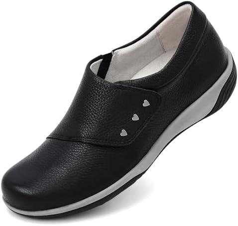 PROCHAIN Women's Leather Slip On Loafers Comfortable Fashion Flat Shoes Casual Lightweight Walking Shoes Size 38