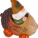 Topadorn Fall gnome with Pinecone Car and Resin Pumpkin Statue for Fall Harvest Party Ornaments Decor,Happy Fall