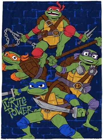 Jay Franco Kids Plush Throw Blanket – Soft & Cozy Fleece Throw for Bedroom & Couch Décor, Official Licensed Product, Blue - Teenage Mutant Ninja Turtles, 60x90 - Large Blanket