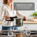 T-Fal Secure Stainless Steel Pressure Cooker, 6.3 Quart, Steam Basket, Induction, Secure Locking System, Easy and Safe Opening, Compatible with All Cooktops, Dishwasher Safe, Silver