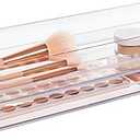 STORi SimpleSort 2-Piece Stackable Clear Drawer Organizer Set | 15" x 6" x 2" Rectangle Trays | Wide Makeup Vanity Storage Bins and Office Desk Drawer Dividers | Made in USA
