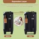 Joyway Carry On Luggage, Expandable Suitcase with Smart Cup Holder and USB Port, 20 IN Hardside Checked with TSA Lock Spinner Double Wheels, Black