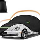 Car Covers for 1998-2023 Volkswagen New Beetle Sedan 2-Door, 210T All Weather Protection Custom-fit Beetle Waterproof Car Cover, w/Zipper Door and Cotton Lining, Rainproof, Dustproof and UV Proof