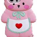 Lubiogio 3D Cute Bow Love Bear Case for iPhone 13 Pro Max/12 Pro Max,3D Cute Cartoon Bow Love Bear Character Kids Girls Women Soft Silicone Case for iPhone 12 Pro Max/iPhone 13 Pro Max 6.7 inch-Pink