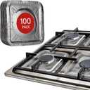 Gas Stove Burner Liners (100 Pack) - Disposable Aluminium Foil Covers, 8.5 Heat-Resistant Protector, Fits Gas or Electric Ranges, Thick Foil for Mess-Free Cooking, Perfect Stove Cover for Kitchen