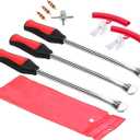 DEDC 3PCS Tire Spoon Lever Iron Tool Set, Motorcycle Bike Professional Tire Changing Kit, Tire Changing Tool with Bag, 3 Tire Spoons, 2 Rim Protectors, 3 Free Valve Care Remover Set