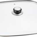 Cabilock Square Electric Hot Pot Glass Lid Replacement with Vent Hole and Knob Handle for Kitchen Cookware Accessories