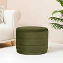 23" Round Velvet Storage Ottoman with Reversible Lid, Soft Padded Footrest and Hidden Storage, Large Upholstere Tray Top Ottoman Footstool for Living Room, Bedroom, Entryway, 3"D x 23"W x 17"H, Olive Grreen