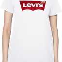 Levi's Women's Perfect Crewneck Tee Shirt (Also Available in Plus) (Large, Core Housemark White)