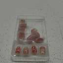 Pink French Tip Fake Nails - 24 Pcs, Short Square Shape, Pink Ribbon Designs, Glitter, Full Cover, Glossy Finish, Glue On, Acrylic Nails for Women & Girls (s29)