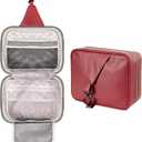 Travel Toiletry Bag with Hanging Hook (Waterproof, red)