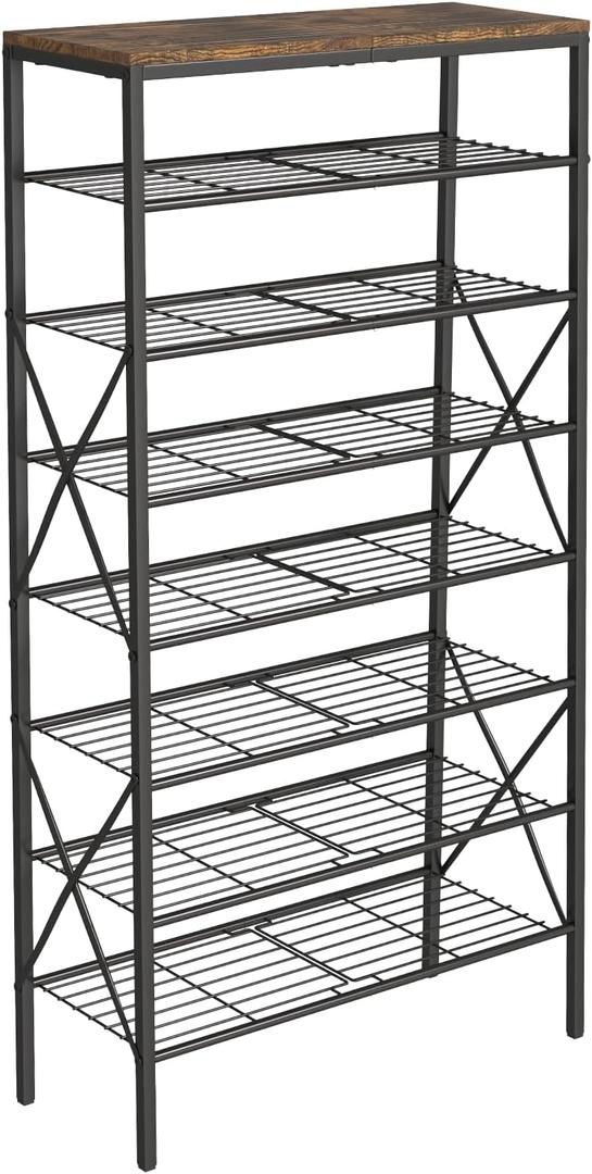 8 Tiers Shoe Rack Organizer, Large Capacity Shoe Rack Holds 32 Pairs of Shoes, Durable and Stable, Adjustable Metal Shelf Stackable Shoe Shelf for Entryway, Hallway, Living Room, Closet (27.8" x 10.8" x 52.6")