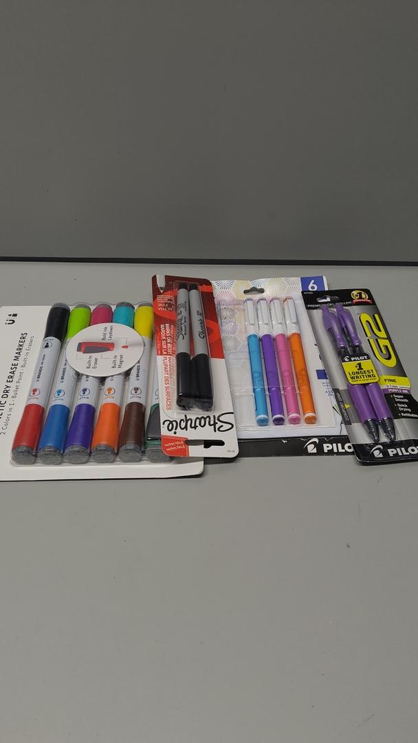Stationery Set: Colored Markers for the Board, Sharpie Permanent Markers, Pilot Colored and Black Pens