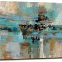 DZL Art A74750 Canvas Prints Abstract Wall Art Print Paintings Blue and Brown Stretched Canvas Wooden Framed for living Room Bedroom and Office Home Decor Artwork (40" L x 20" W)