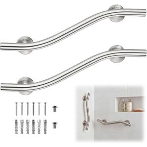 2 Pack Wave Grab Bar Decorative 24 Inch Stylish Stainless Steel Brushed Finish Safety Shower Bar Wall Mounted for Bathroom Bathtubs Toilet Steps Bed Seniors Elderly Handicap Pregnant Women