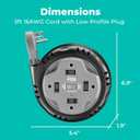 KMC 4-Outlet Surge Twist Cord Reel, Retractable Power Strip Surge Protector, 735J Surge Protection, 5ft Long Retractable Extension Cord, 3-Prong Low-Profile Flat Plug, UL/ETL Certified, Gray