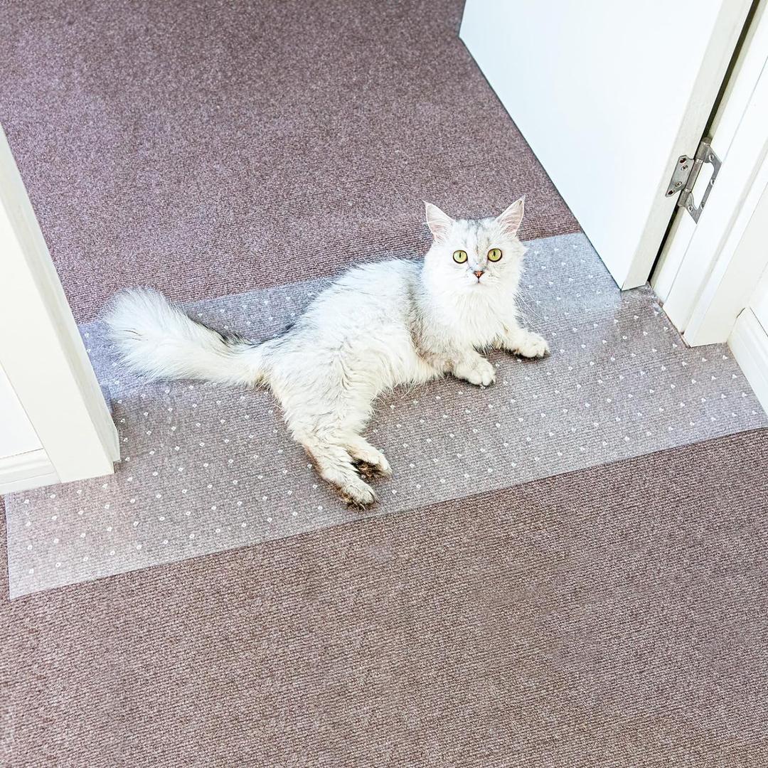 Carpet Protector for Pets Cat Carpet Protector Repellent Barrier for Doorway Corner Anti Scratch Under Door Cat Scratch Protector Mat, Easy to Cut Plastic Stopper (Clear, 3.6FT-1pack)