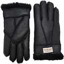 YISEVEN Women's Winter Sheepskin Shearling Leather Gloves Wool Cuffs (Black, L)