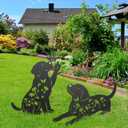Metal Dog Garden Decor for Outside, 17 Inch Labrador Dog Gifts for Women Men, Rust-Proof Garden Stakes Black Silhouette Yard Art Statues, Yard Decorative for Patio Lawn Ornaments, Set of 2