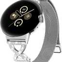 Metal Magnetic Band Compatible with Google Pixel Watch 4/3 41mm,Stainless Steel Dressy Mesh Loop with X-Shape Diamond Women for Google Pixel 4/3/2/1