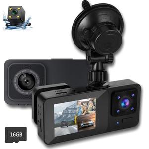Dash Cam 1080P Front Rear Wide Angle Car DVR Dashboard Camera Recorder with 3 Inch Screen, G-Sensor, WDR,Night Vision, Loop Recording, Motion Detection, Car Black Box